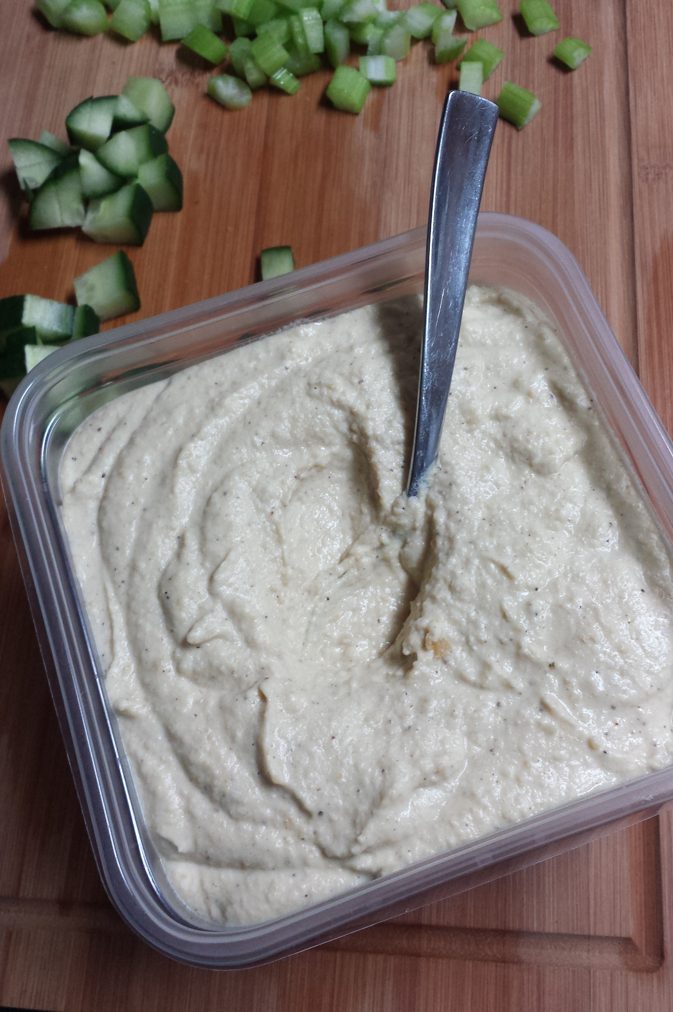 Homemade hummus is a high protein spread I love. This is the same hummus served at Cafe Bienville.